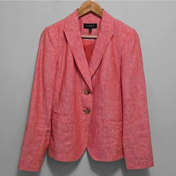 Talbots Jackets & Blazers - Talbots 100% Linen Blazer Jacket Size 4 Coral Coastal Quiet Luxury Career
